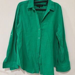 Women’s size 12 Green Button-Up Shirt Soft Casual EUC